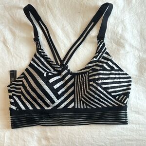 Bebe Sport Black and white razorback Mesh Sports Bra